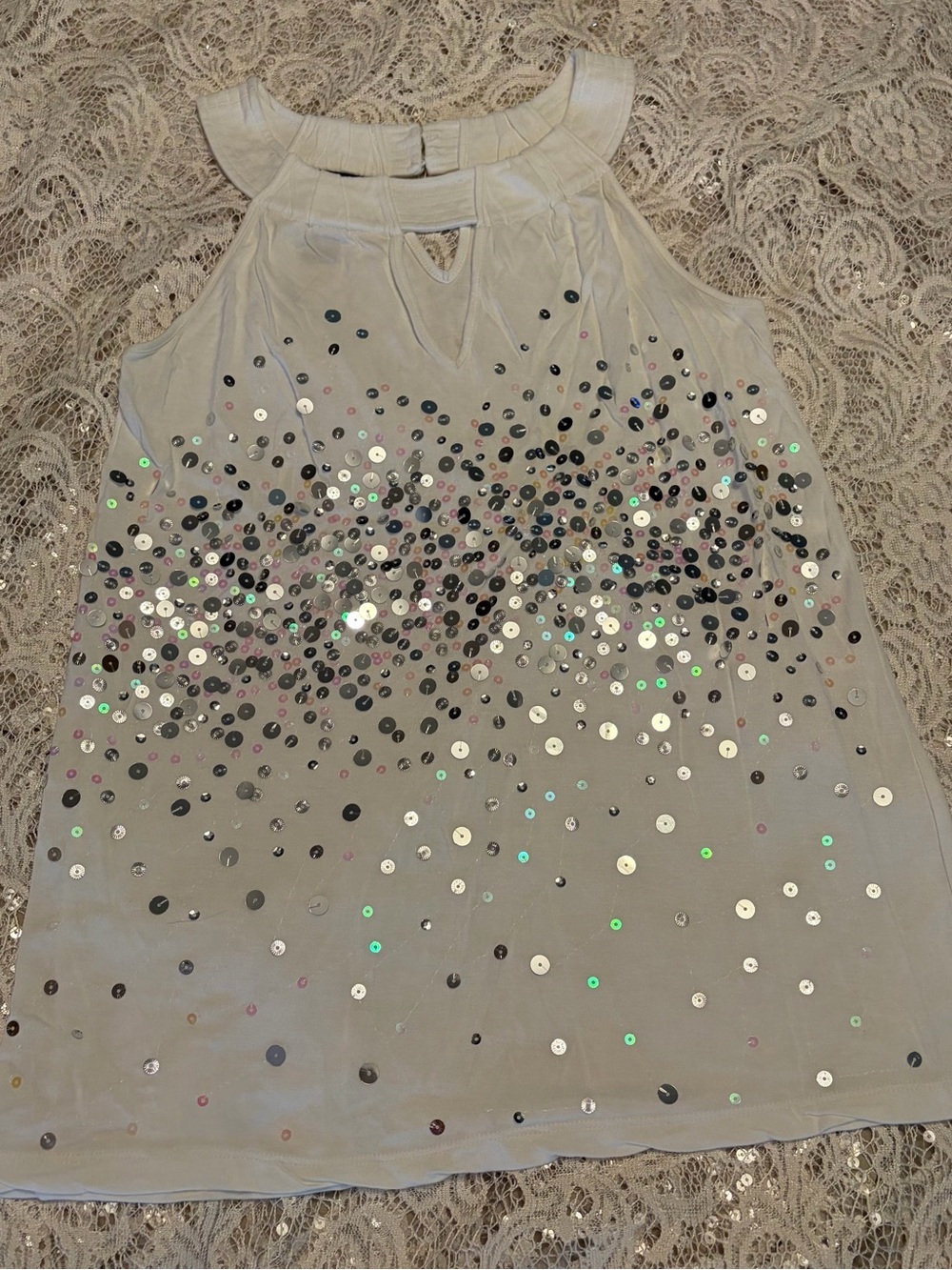INC International Concepts Pre-loved Women’s Silver Sequin Tank Top Size S